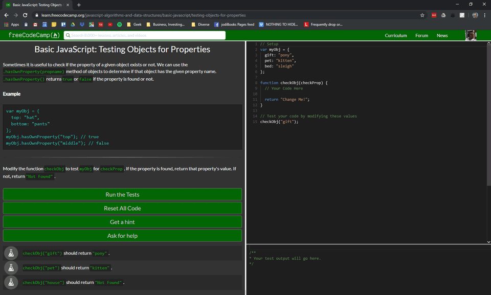 learning to code on freecodecamp