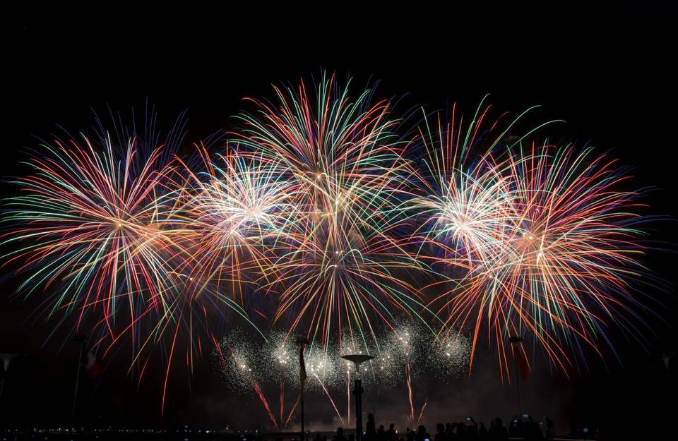 Fireworks against black sky